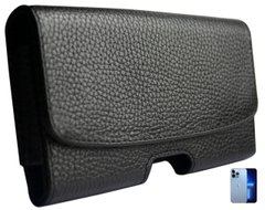 Кожаный чехол на ремень Valenta 1299XL для iPhone 13 Pro Max Черный флотар, Черный