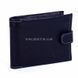 Men's black leather wallet double Valenta with white stitching