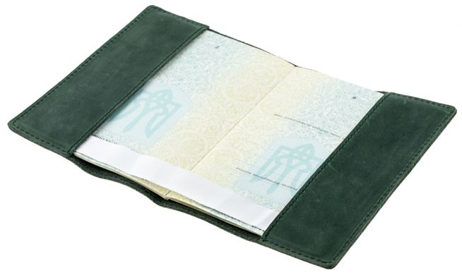 Шкіряна зелена обкладинка для паспорта Valenta, ОУ19969, Зелений