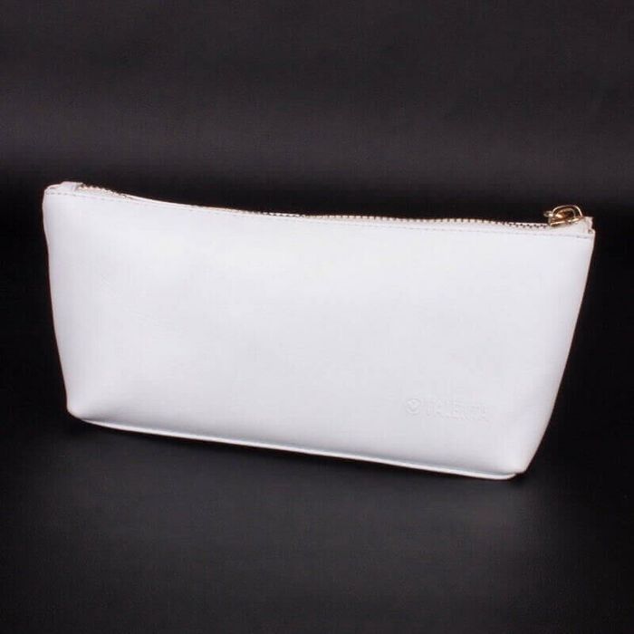 Leather cosmetic bag - pencil case Valenta white