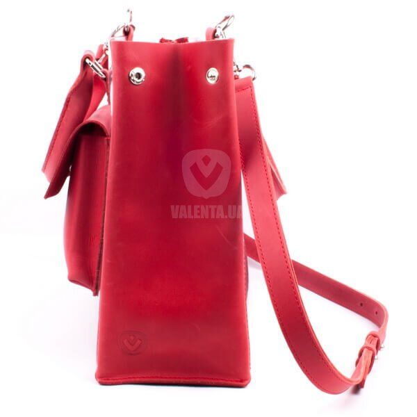 Женская красная кожаная сумка-аквариум Valenta