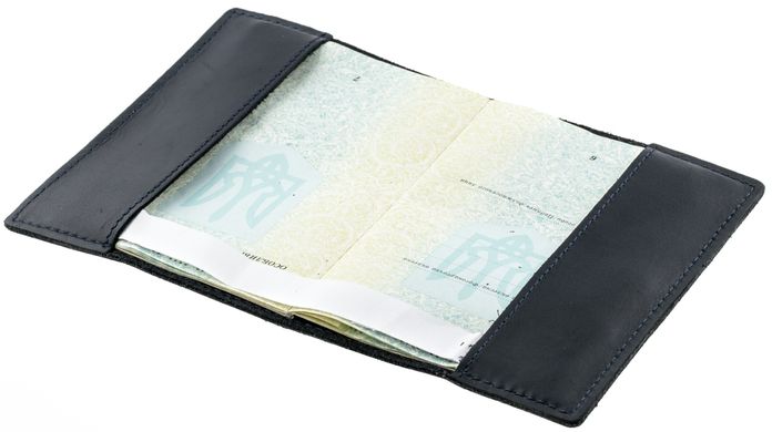 Шкіряна синя обкладинка для паспорта Valenta, ОУ199612, Темно-синій