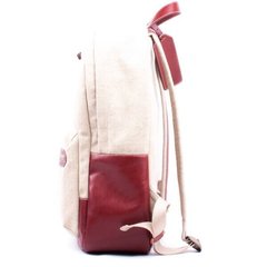 Мужская сумка-рюкзак Комби Valenta ткань + коричневая кожа, Коричневий