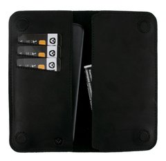 Кожаный чехол-кошелек Valenta Libro с отделением для телефона до 160х82х15 мм.  Черный, Черный