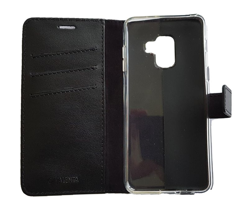 Кожаный чехол-книжка С1294 Valenta для Samsung Galaxy A8 2018 Черный, Черный