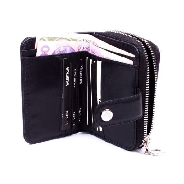 Жіночий шкіряний гаманець Double Rich Mini Valenta Чорний