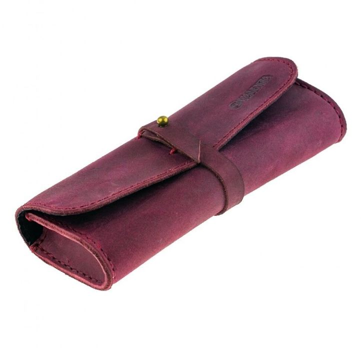 Кожаный бордовый футляр для очков Valenta, о81114, Burgundy