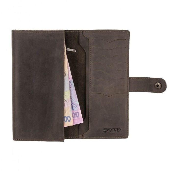 Шкіряний чоловічий гаманець Valenta XP196 коричневий Крейзі хорс
