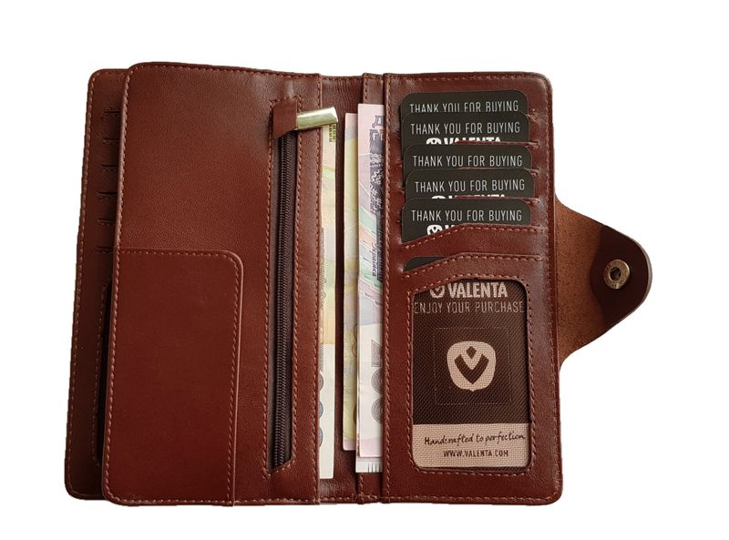 Шкіряний чоловічий гаманець подвійний Valenta коричневий , ХР2581, Коричневий