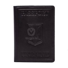 Шкіряна чорна обкладинка для закордонного паспорта Valenta , ОУ15261, Чорний