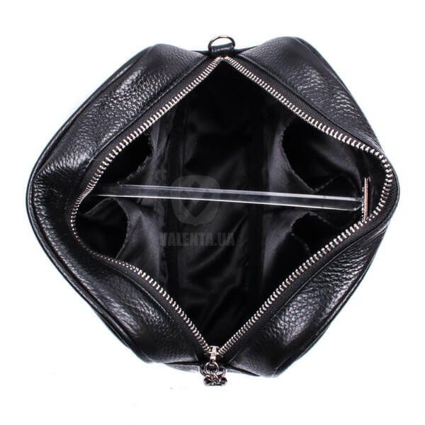 Кожаная черная женская сумка на цепочке Valenta, Черный