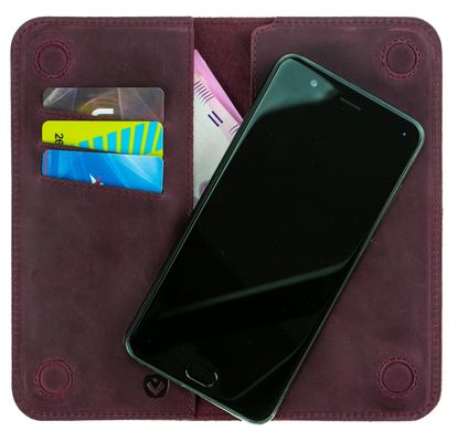 Шкіряний чохол-гаманець Valenta Libro з відділенням для телефону до 170 x 86 x 15 мм Бордовий, Бордовий