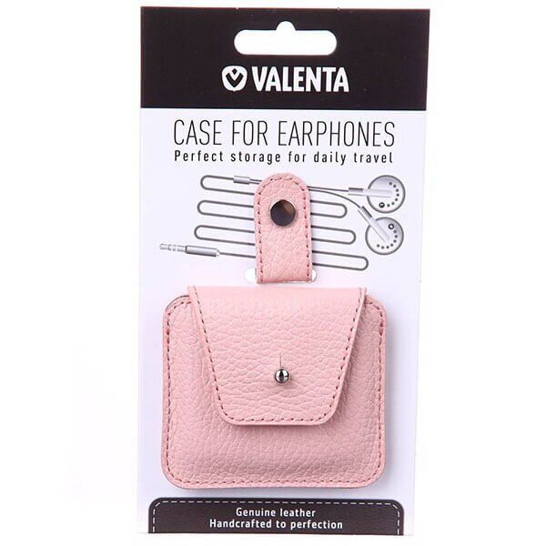 Кожаный розовый чехол для наушников Valenta, Н285, Pink