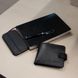 Men's black leather wallet double Valenta with strap