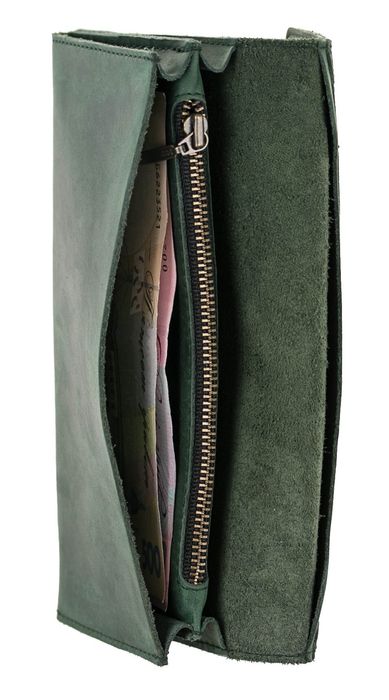 Кожаный кошелек Valenta XP196 зеленый Крейзи хорс