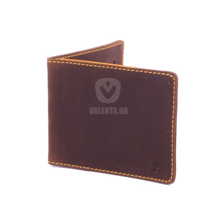 Чоловічий шкіряний гаманець з затиском для грошей Valenta коричнево - жовтий нубук