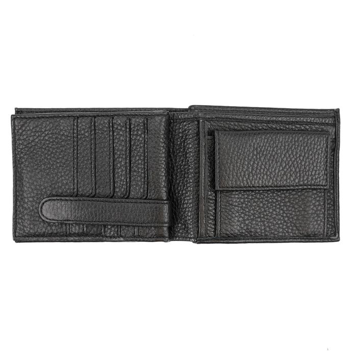 Men's black leather wallet double Valenta Flotar