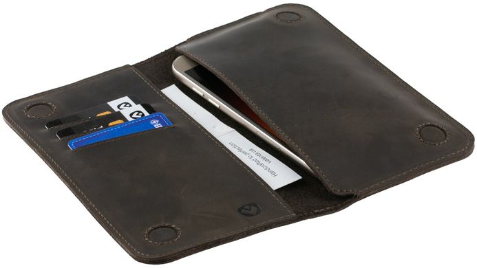 Шкіряний чохол-гаманець Valenta Libro з відділенням для телефону до 170x86x15 мм. Коричневий, Коричневий