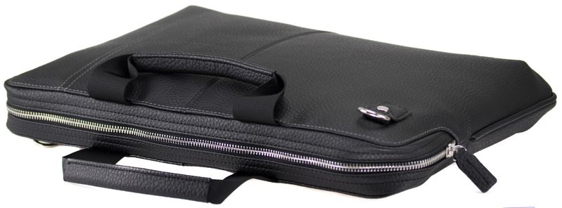 Шкіряна чорна сумка Valenta для ноутбука до 13 дюймів , Чорний