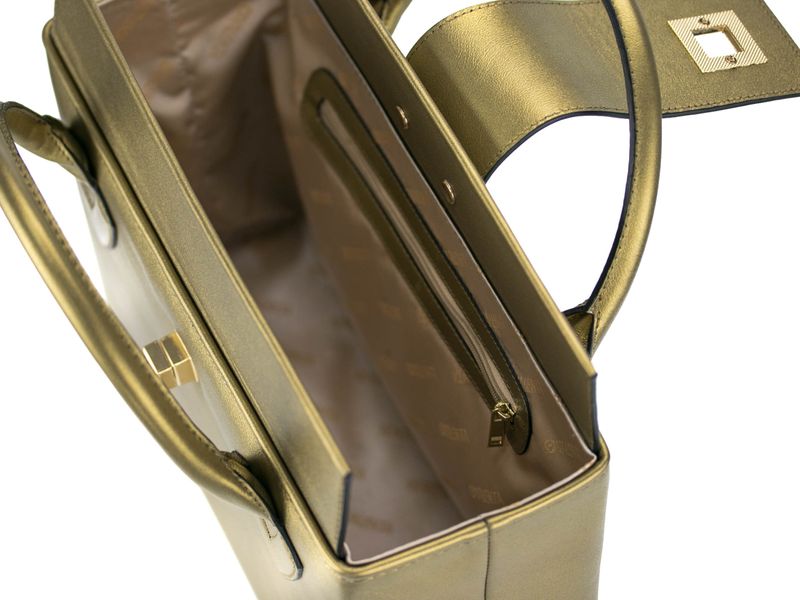 Квадратна жіноча шкіряна сумка Valenta Золота, Золотий