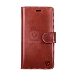 Кожаный коричневый чехол Valenta для Apple iPhone 6/6S с накладкой и карманами, Коричневий