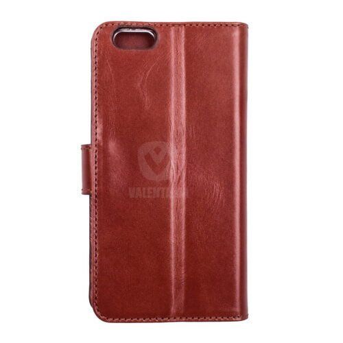 Кожаный коричневый чехол Valenta для Apple iPhone 6/6S с накладкой и карманами, Коричневий