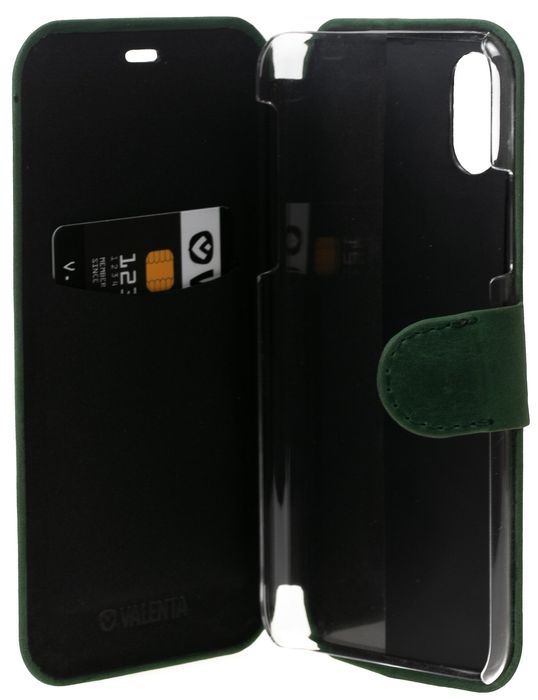 Шкіряний чохол-буклет у вигляді мушлі VALENTA для телефону з підставкою IPhone X/XS Зелений, Зелений