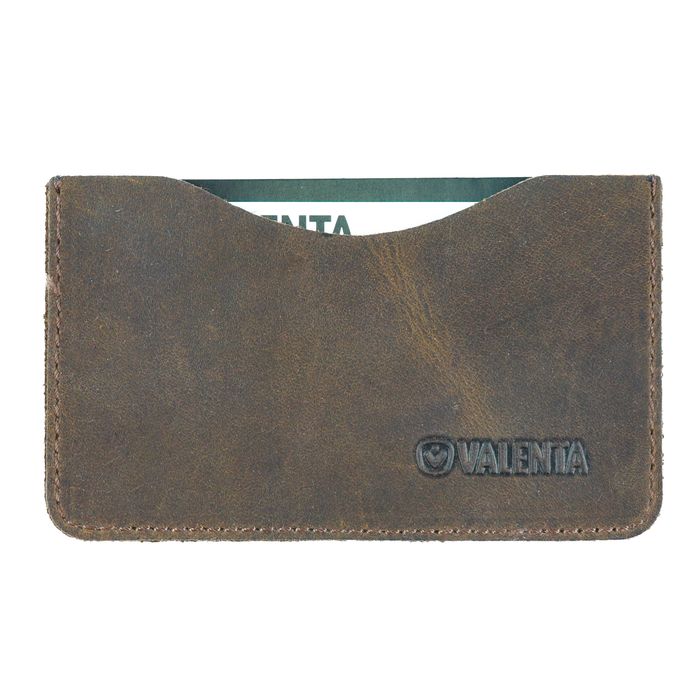 Кожаный коричневый чехол Valenta для визиток и карточек, ОК8610, Brown