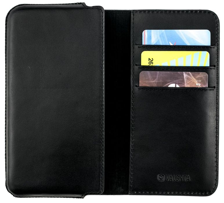 Шкіряний чохол-гаманець Valenta С1129XXL для телефонів (163х80х10 мм) Чорний, Чорний