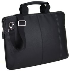 Шкіряна чорна сумка для ноутбука до 16 дюймів Valenta, Чорний