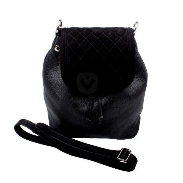 Женская черная кожаная сумка-рюкзак Valenta флотар + замша