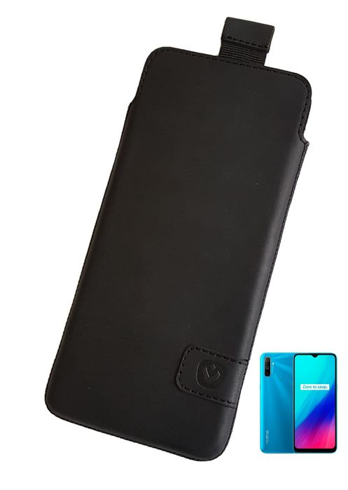 Кожаный чехол-карман Valenta С1347 для Realme C3/C3i Черный
