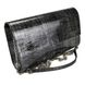 Leather women's clutch on the shoulder gray lacquered