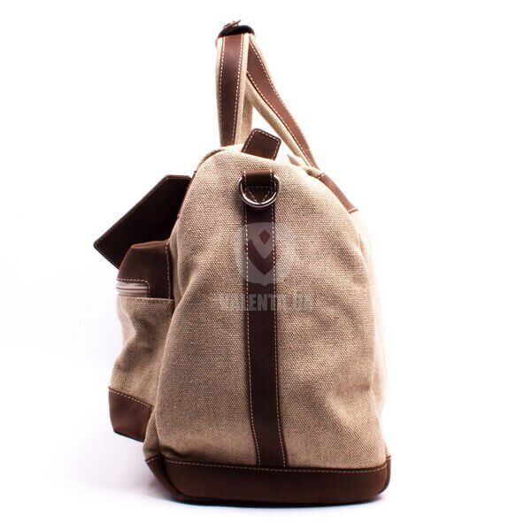 Дорожная сумка Комби Valenta с карманом - ткань и коричневый нубук