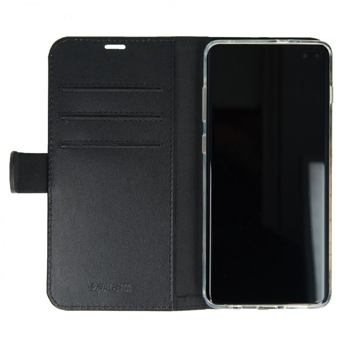 Шкіряний чохол-книжка Valenta для телефону Samsung Galaxy S10 Plus, Чорний