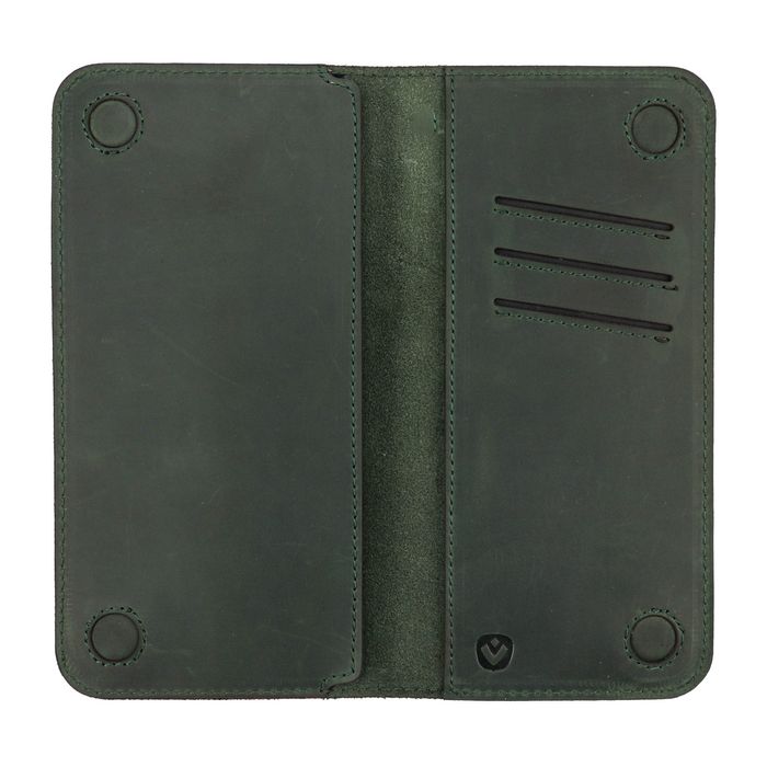Кожаный чехол-кошелек Valenta Libro с отделением для телефона до 160 x 82 x 15 мм. Зеленый, Зелёный
