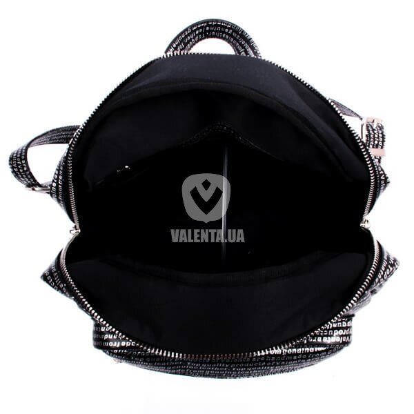 Женская черная кожаная сумка-рюкзак Valenta с принтом газета